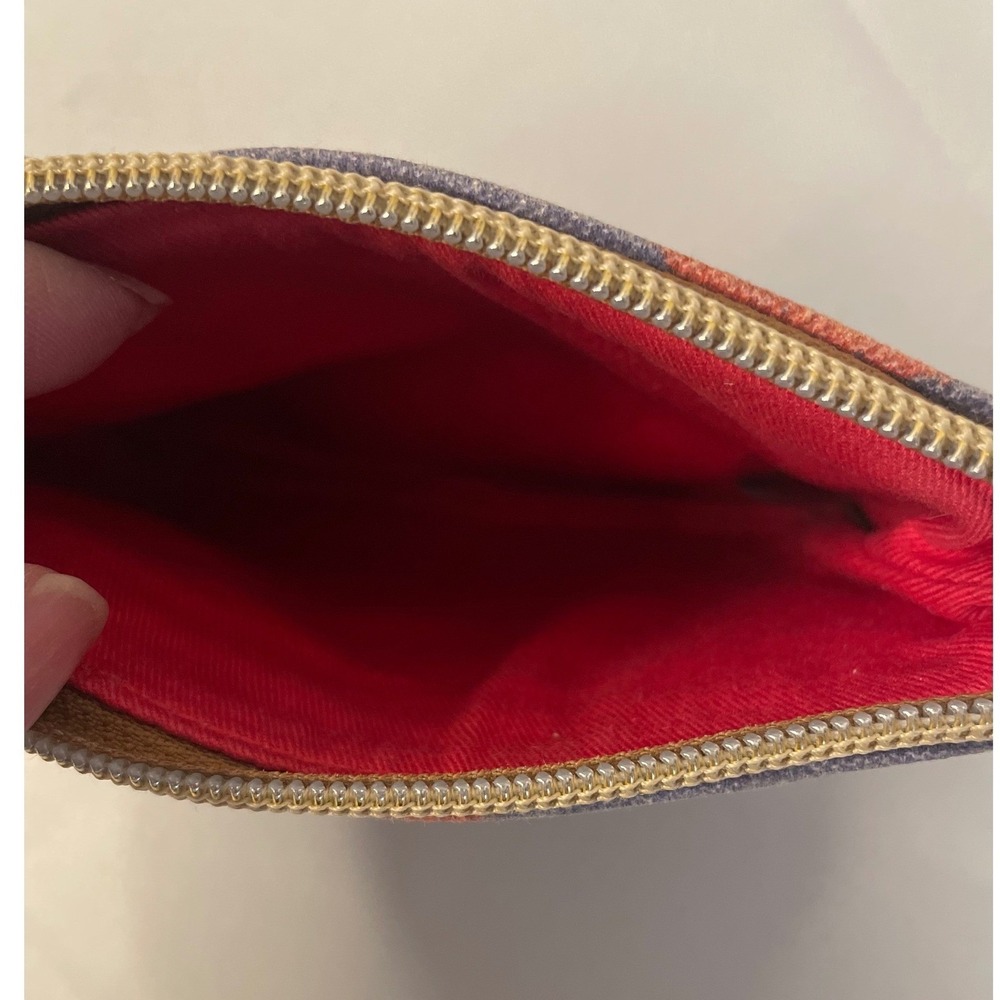 Dooney & Bourke Abstract Graffiti Canvas Coin Pouch Tassel Zip Wallet Blue Red - Picture 6 of 12